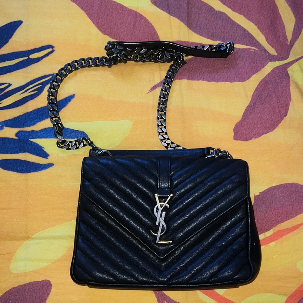 YSL College Medium Matelasse Lambskin V-flap crossbody bag